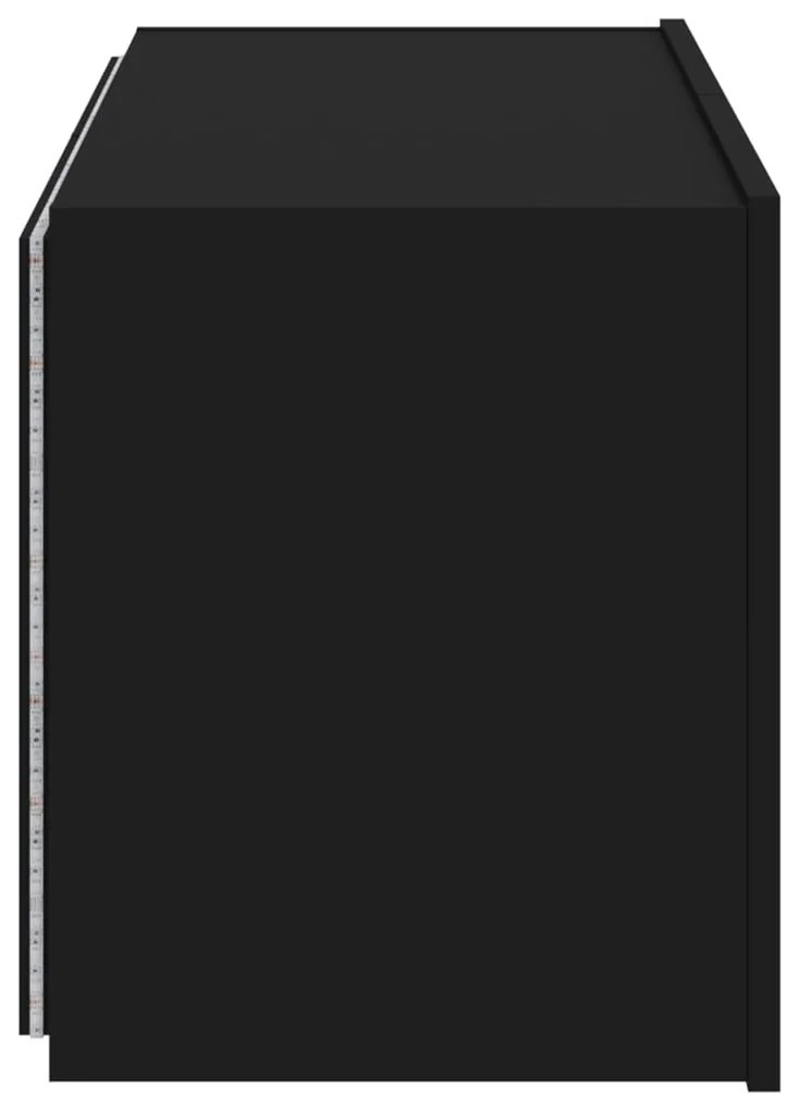 Móvel de parede para TV com luzes LED 80x35x41 cm preto
