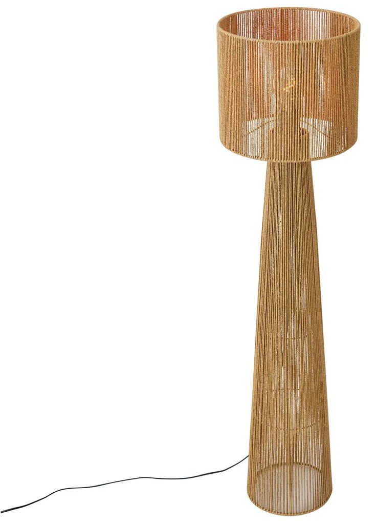 Candeeiro de pé Japandi natural com abajur - Dart Japandi