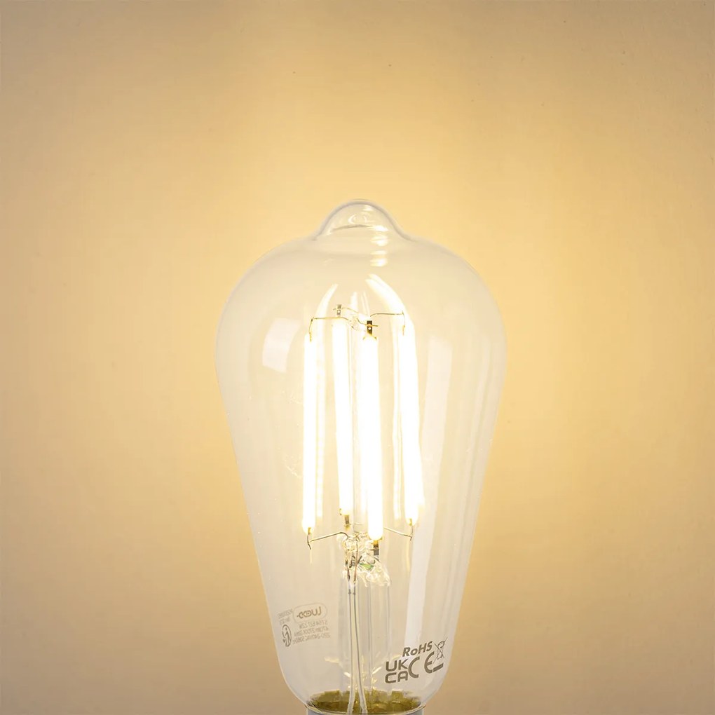 Conjunto de 5 Lâmpadas LED E27 ST64 Transparentes 2.2W 470 lm 2700K