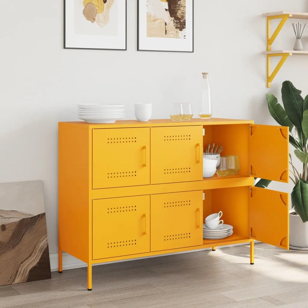 Aparador 100,5x39x79 cm aço amarelo mostarda