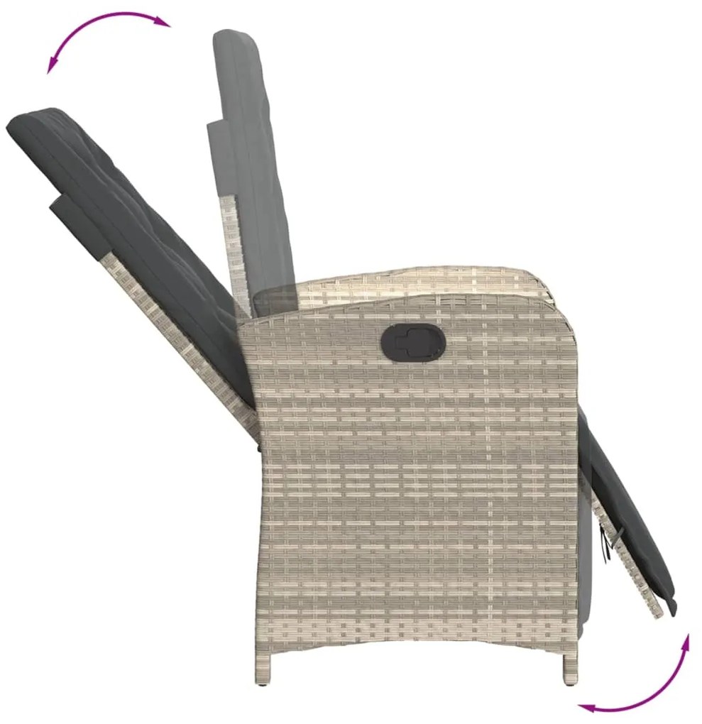 5 pcs conjunto de jantar p/ jardim c/ almofadões cinzento claro