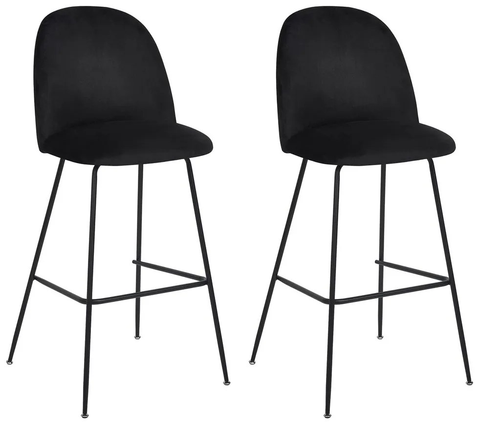 Conjunto de 2 cadeiras de bar em veludo preto ARCOLA Beliani