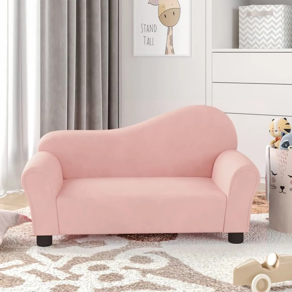 vidaXL Sofá infantil veludo rosa