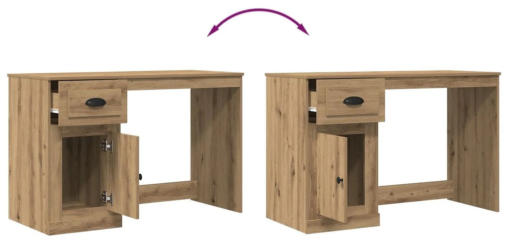Mesa vidaXL com Armazenamento Carvalho Artesanal 50x115x75 cm em Madei