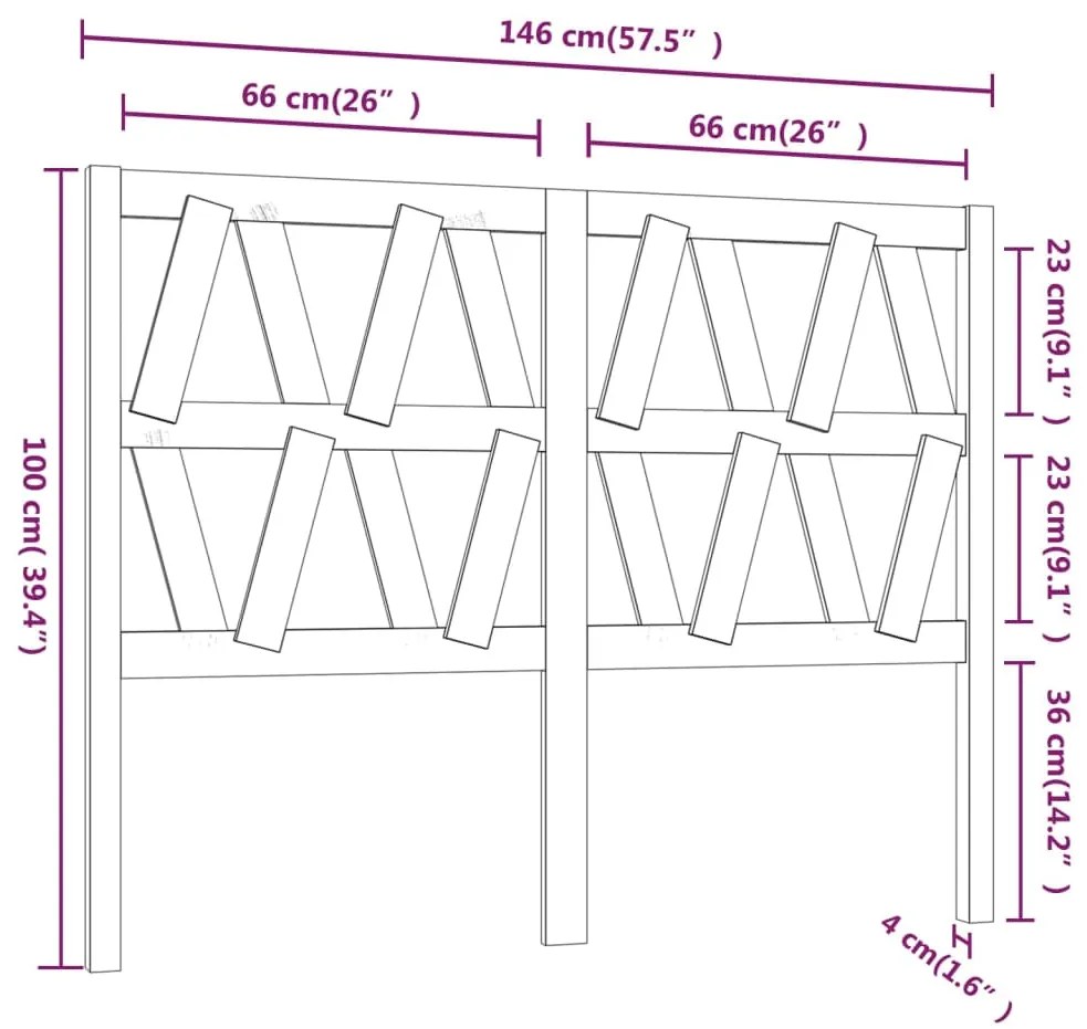 Cabeceira de cama 146x4x100 cm pinho maciço castanho mel