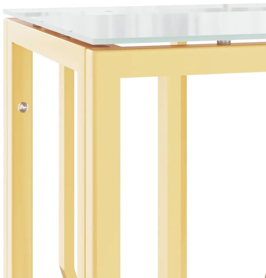 Mesa consola 70x30x70 cm aço inoxidável e vidro dourado
