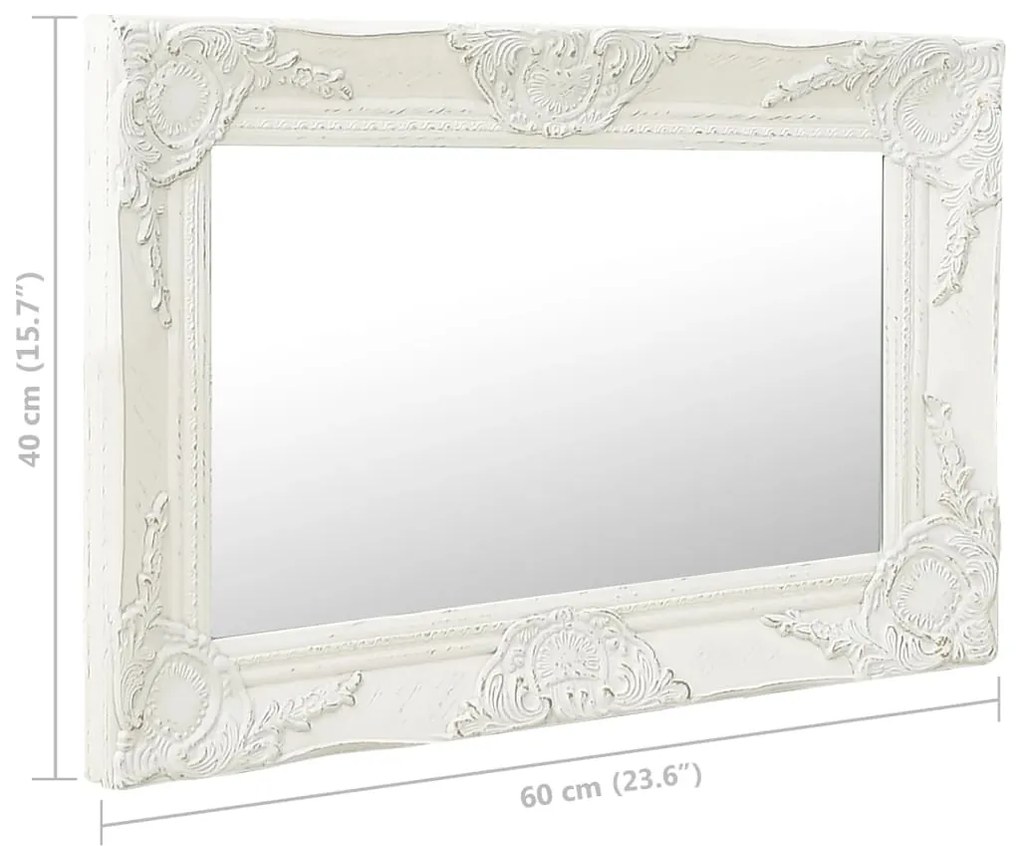 Espelho de parede estilo barroco 60x40 cm branco
