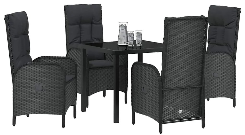 Conjunto de Jantar para Jardim 5 Peças em Rattan Sintético Preto