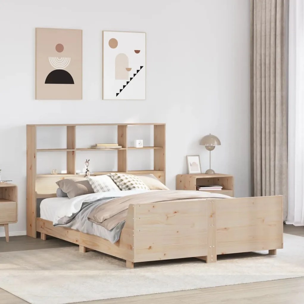 vidaXL Cama sem colchão 140x190 cm madeira de pinho maciça