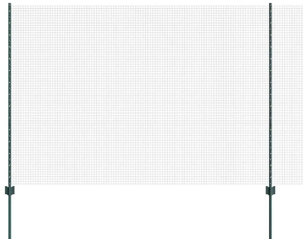Cerca de arame soldado com 11 postagens em U Verde 1,5x25 m de aço