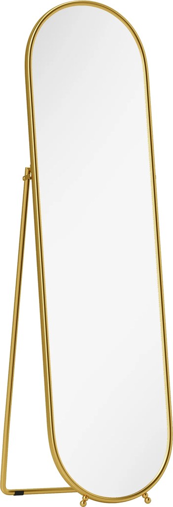 HOMCOM Espelho de corpo inteiro, formato oval, autoportante, armação metálica, 50x180cm, Dourado | Aosom Portugal