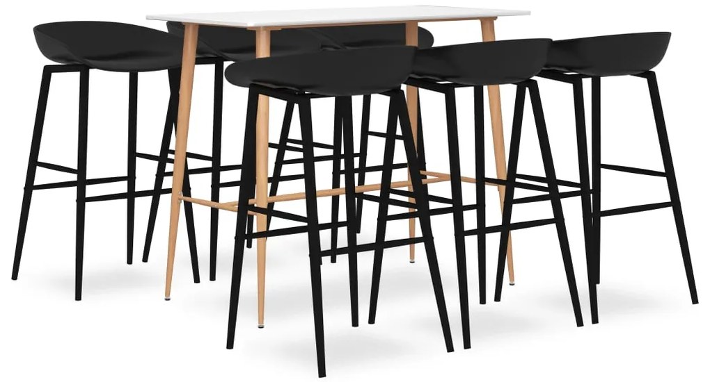 7 pcs conjunto de bar branco e preto