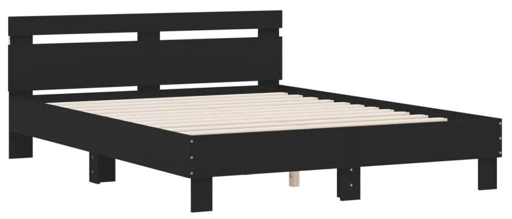 Estrutura de cama com LED sem colchão 150x200 cm preto