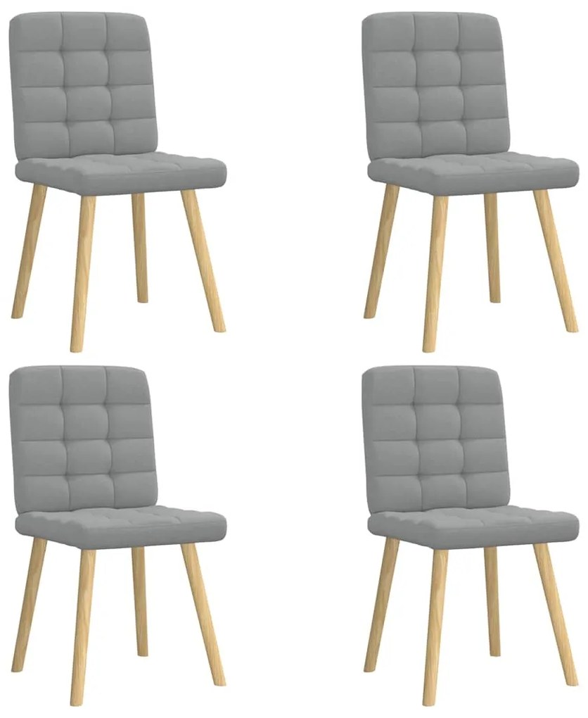 Cadeiras de jantar 4 pcs tecido cinzento-claro