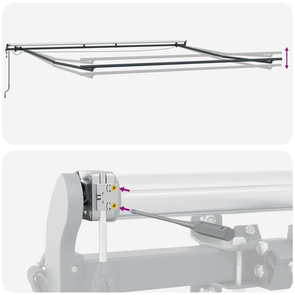 Toldo Retrátil Automático com LED Preto 500x300 cm, Tecido de Substitu