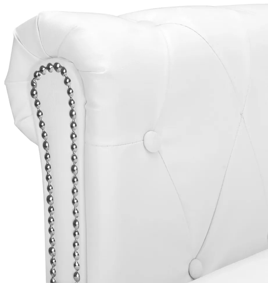 Sofá Chesterfield em L Couro Artificial Branco