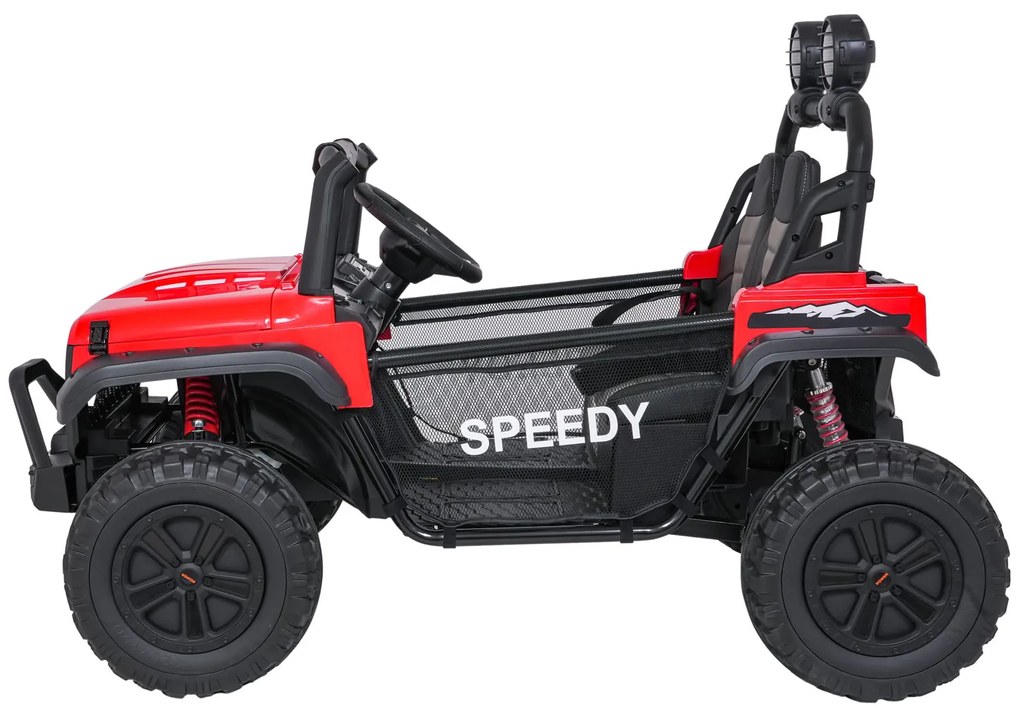 Jipe elétrico para Crianças 2 Lugares 24V 4x4 PASSION 4x4 Off-Road Rodas Espuma EVA, Assento couro ecológico Vermelho