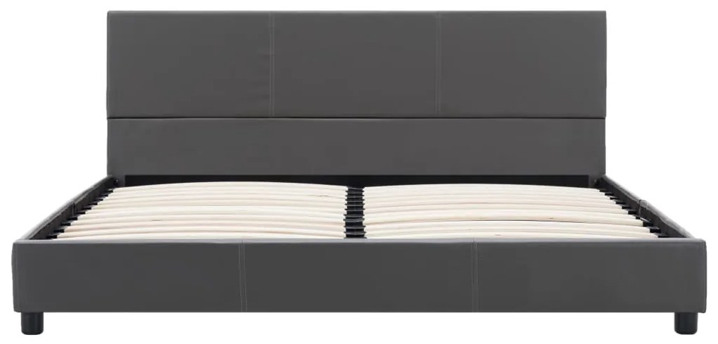 Estrutura de cama 160x200 cm couro artificial cinzento