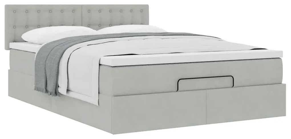 Estrutura de cama otomana com colchão 140x190 cm cinzento claro