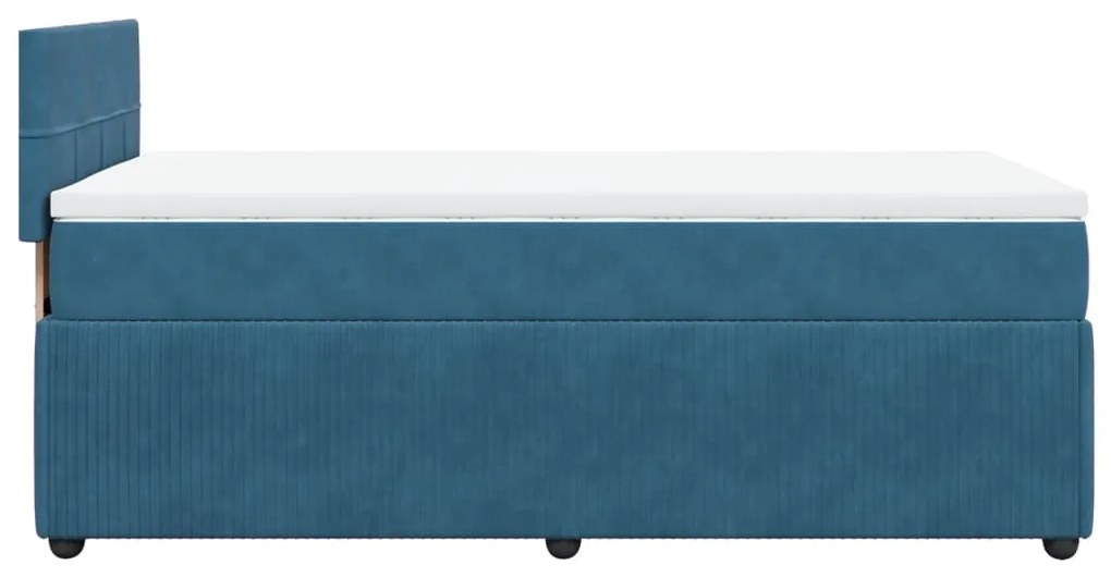 Cama boxspring com colchão 90x190 cm veludo azul