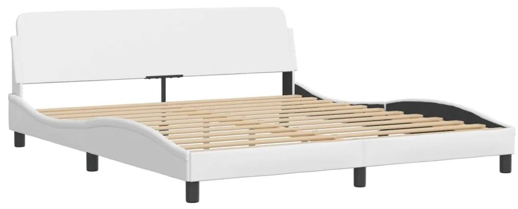 Estrutura cama c/ luzes LED 180x200 cm couro artificial branco