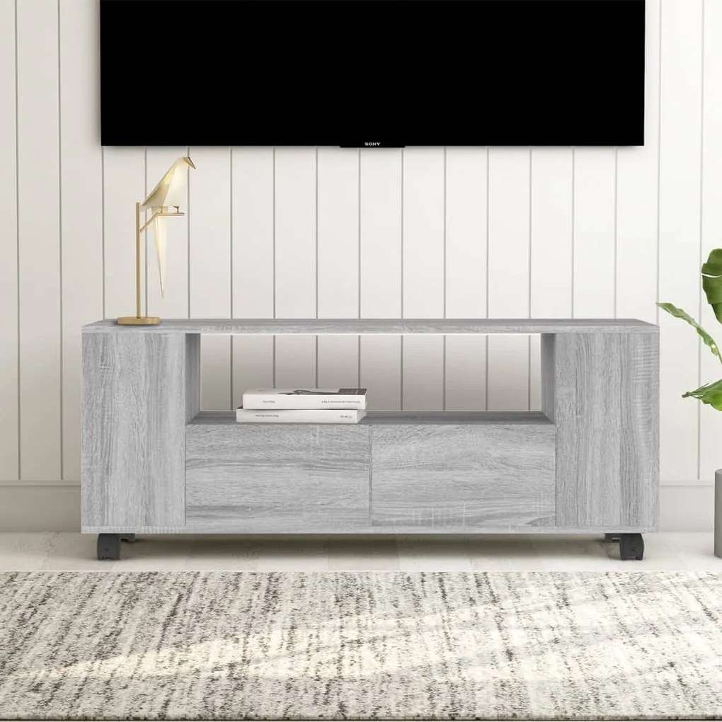 vidaXL Móvel de TV 120x35x48 cm derivados de madeira cinzento sonoma
