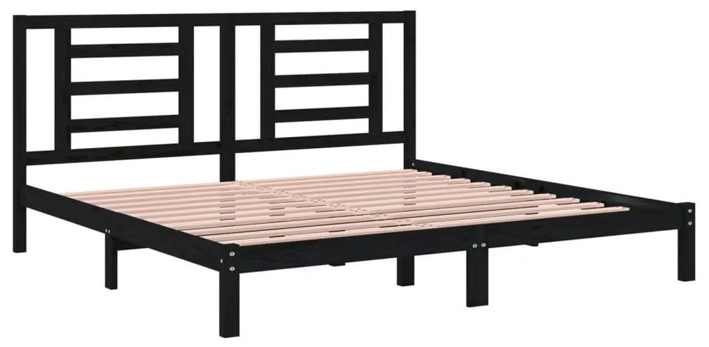 Estrutura de cama 200x200 cm pinho maciço preto