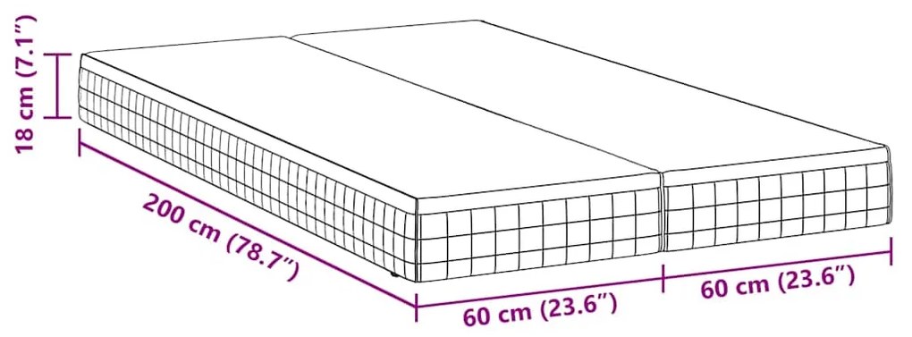 Colchões 2 pcs Branco, Cinza 60 x 200 cm Tecido Tricotado
