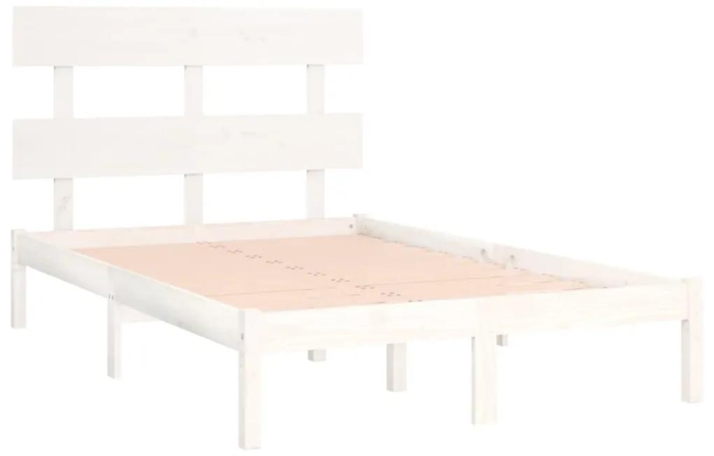 Estrutura de cama dupla 135x190 cm madeira maciça branco