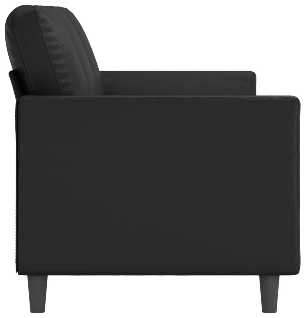 Sofá de 3 lugares 180 cm couro artificial preto