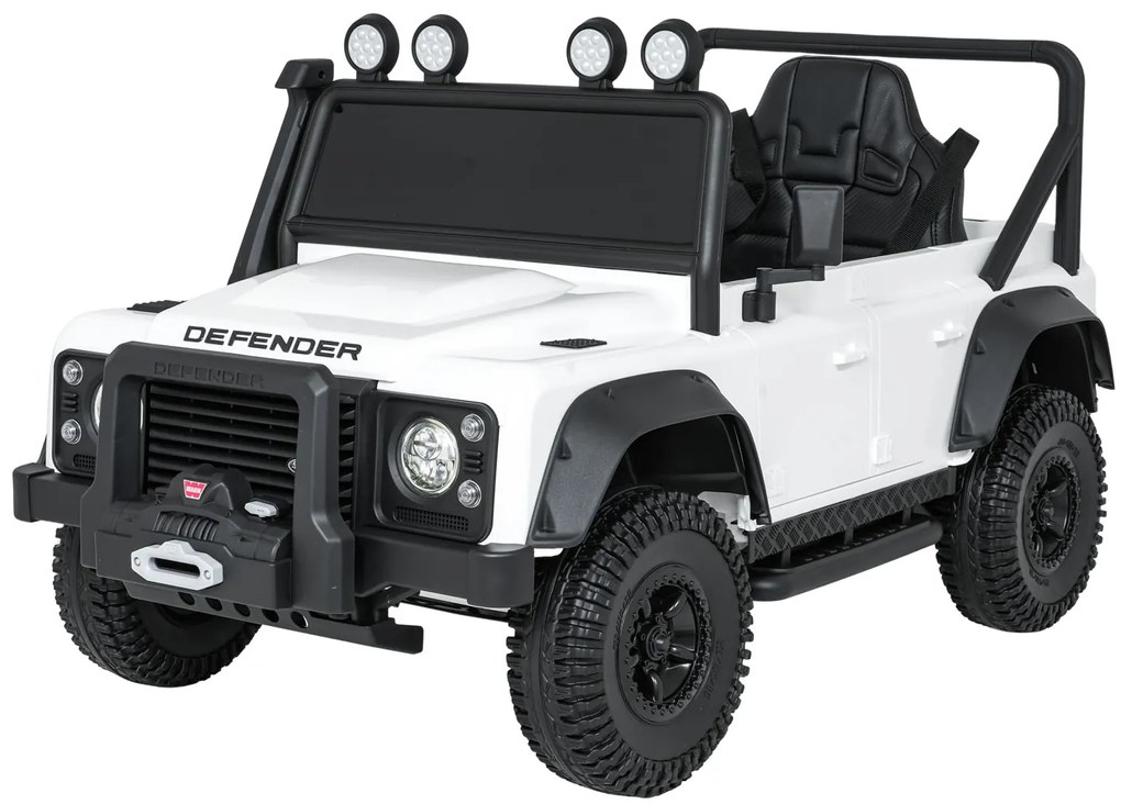 Jipe elétrico para Crianças 24V Land Rover Defender 110 SVX Concept Rodas Espuma EVA, Assento couro ecológico Branco