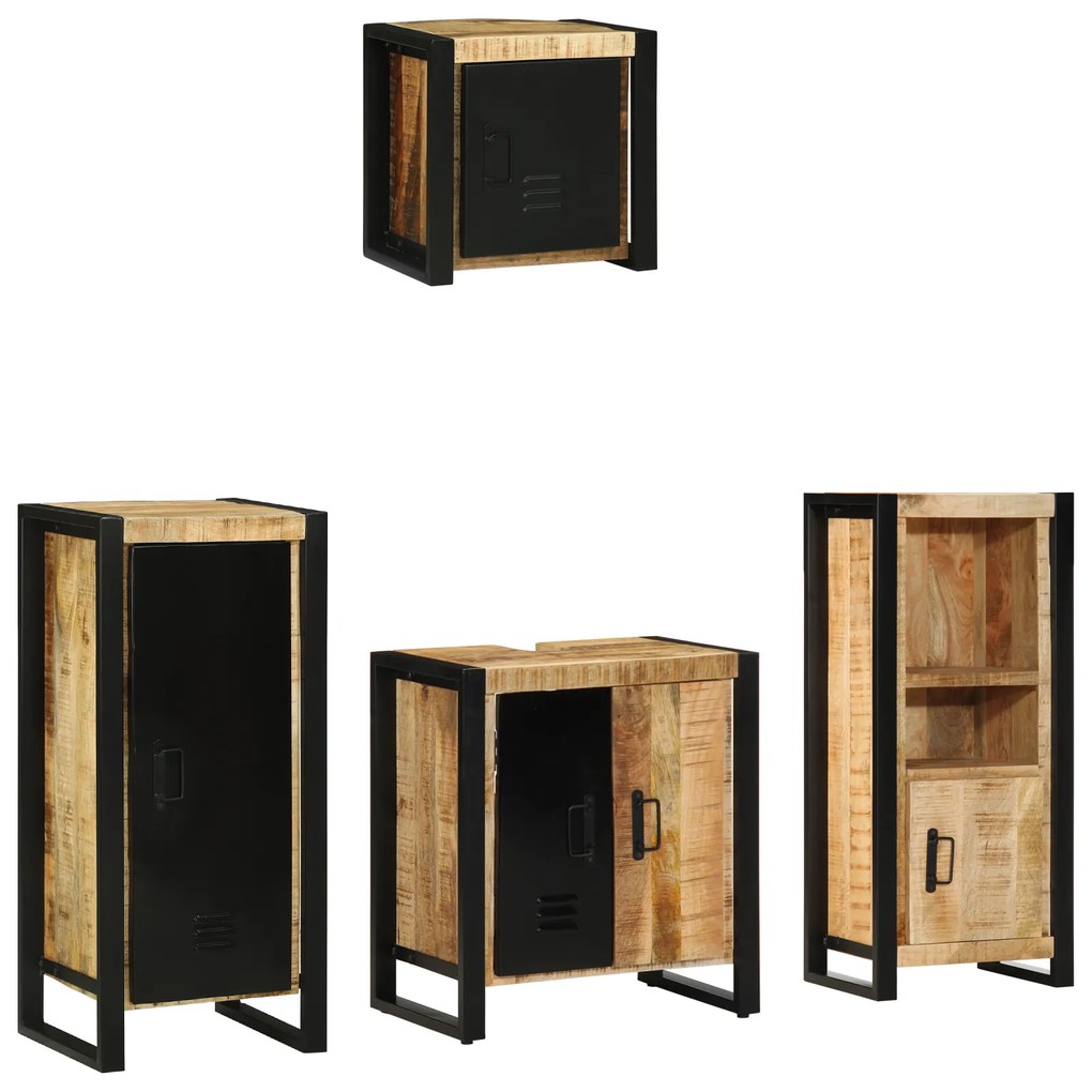 vidaXL Conjunto de Móveis para Banheiro 4 pcs Madeira de manga maciça