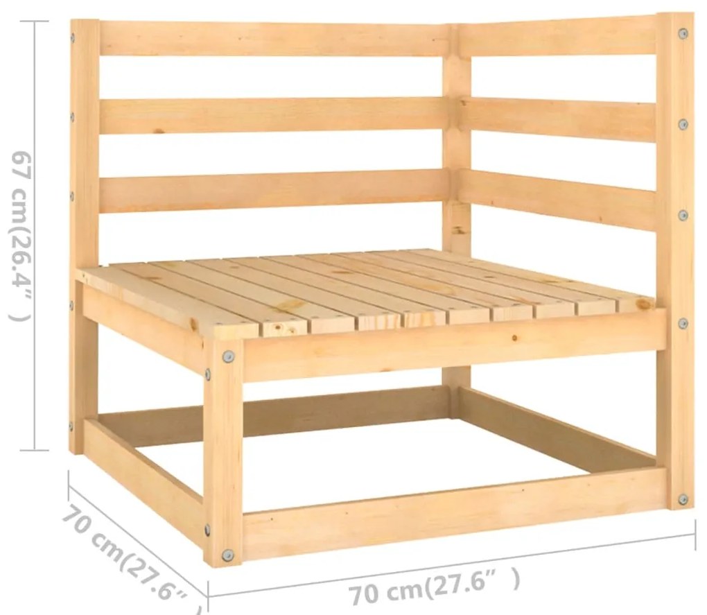 11 pcs conjunto lounge de jardim c/ almofadões pinho maciço