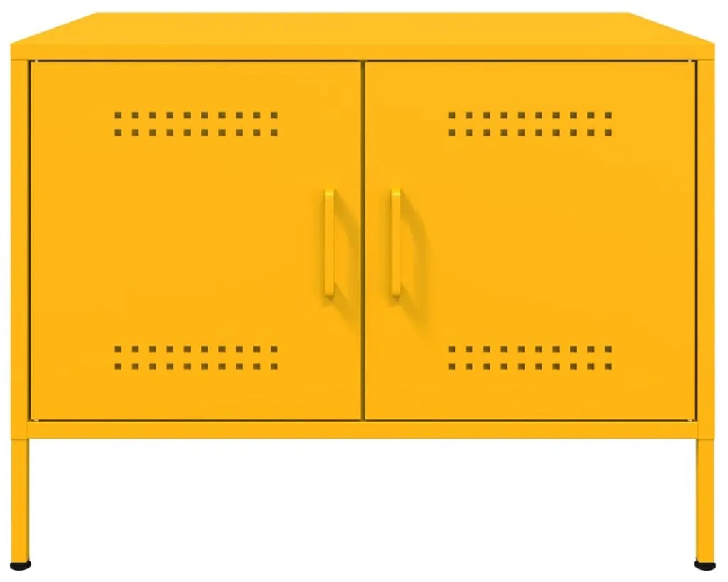 Mesa de centro 68x50x50,5 cm aço amarelo mostarda