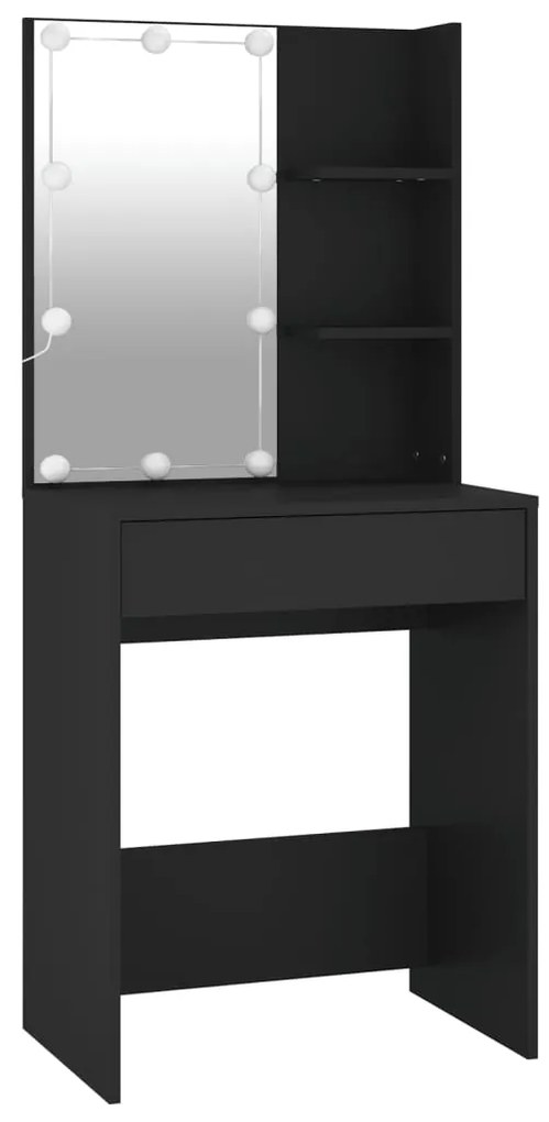 Toucador com luzes LED 60x40x140 cm preto