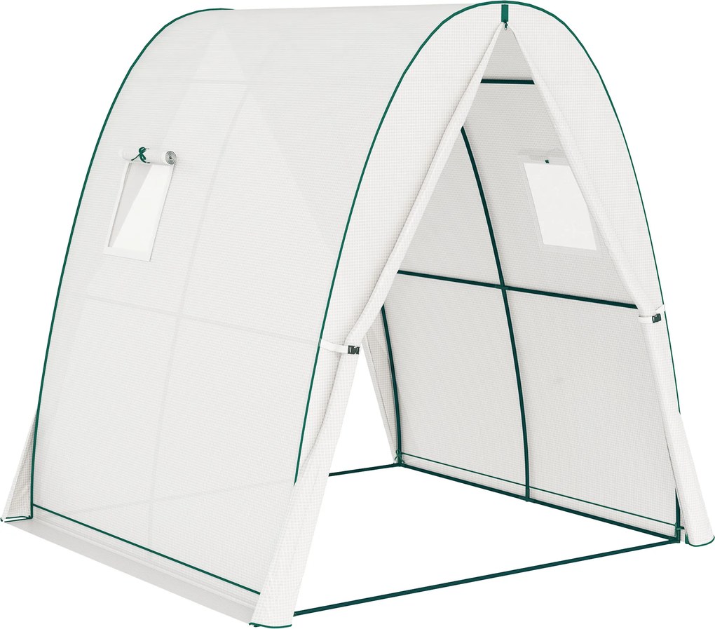 Outsunny Estufa de jardim 1,8 x 1,8 x 2 m com portas enroláveis e grandes janelas, estufa túnel de jardim, branco | Aosom Portugal