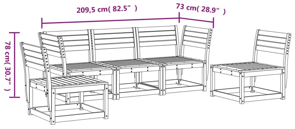 5 pcs conjunto de sofás de jardim madeira pinho maciça branco