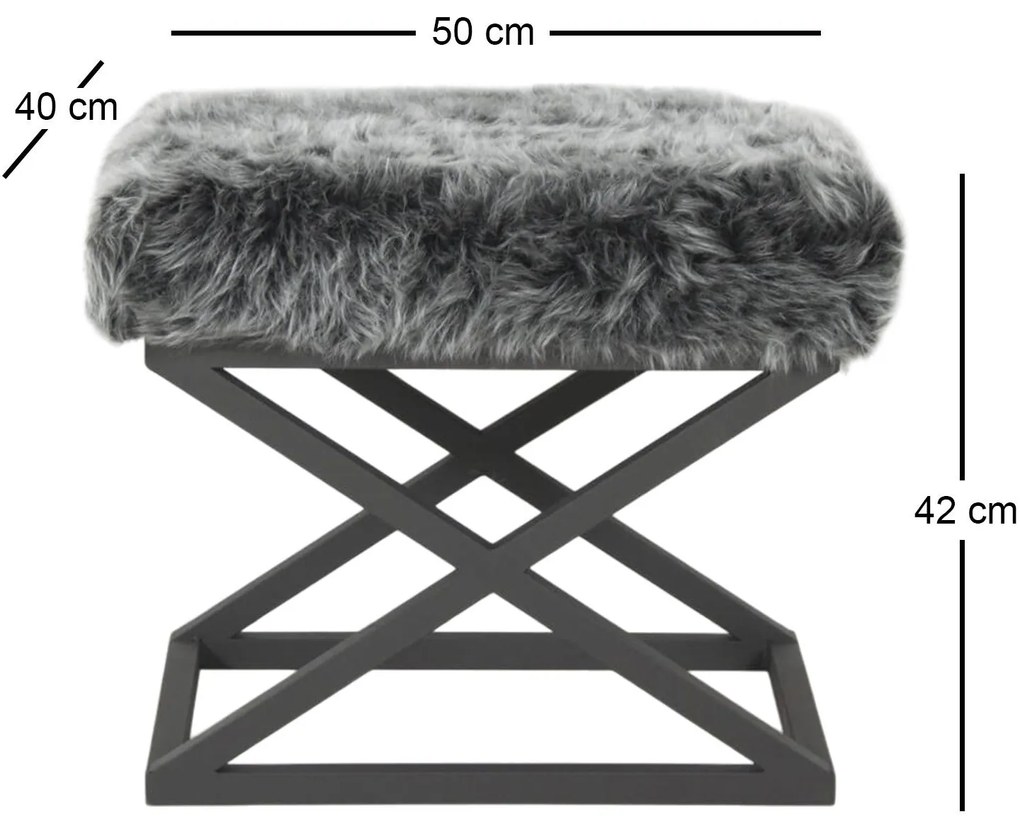 Pouffe Capraz – Preto e Cinzento – 50 cm x 42 cm x 40 cm
