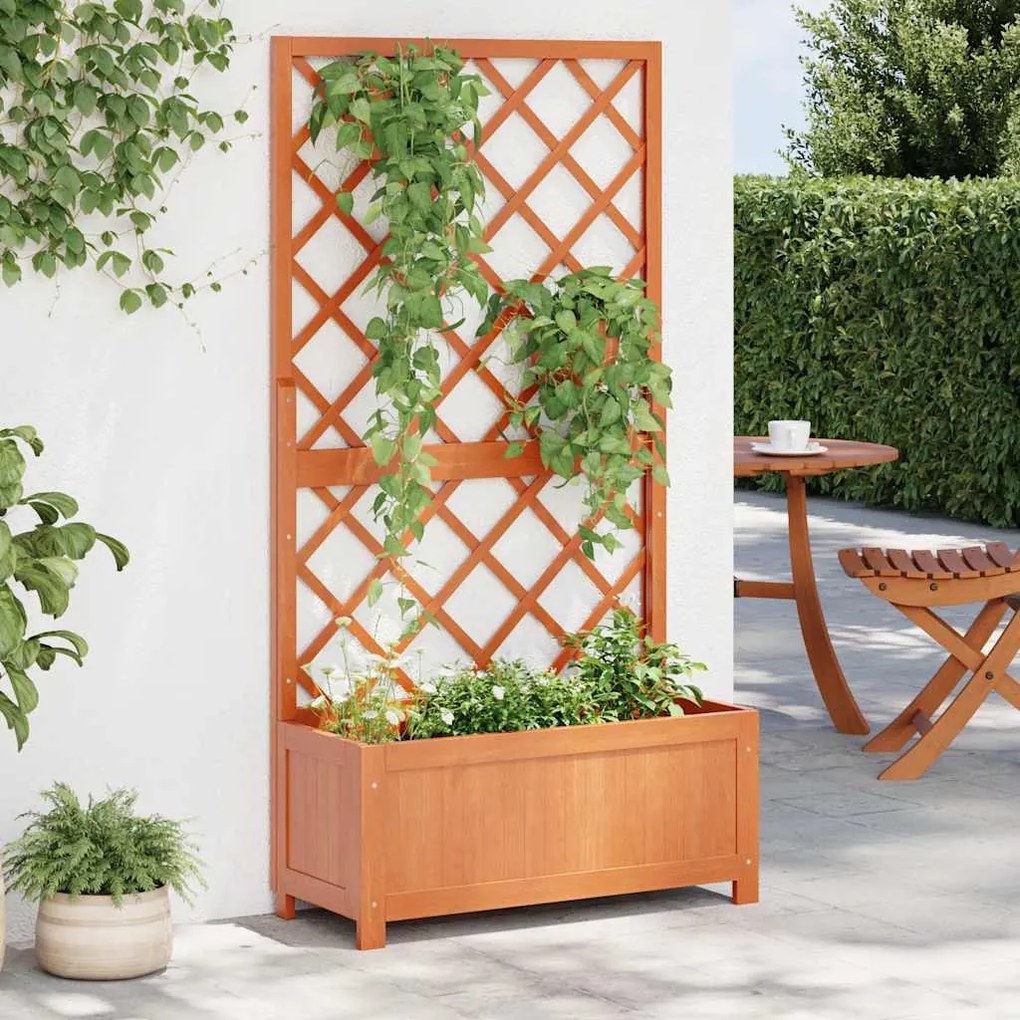 316426 vidaXL Vaso com treliça 70x30x135 cm madeira de abeto maciça castanho