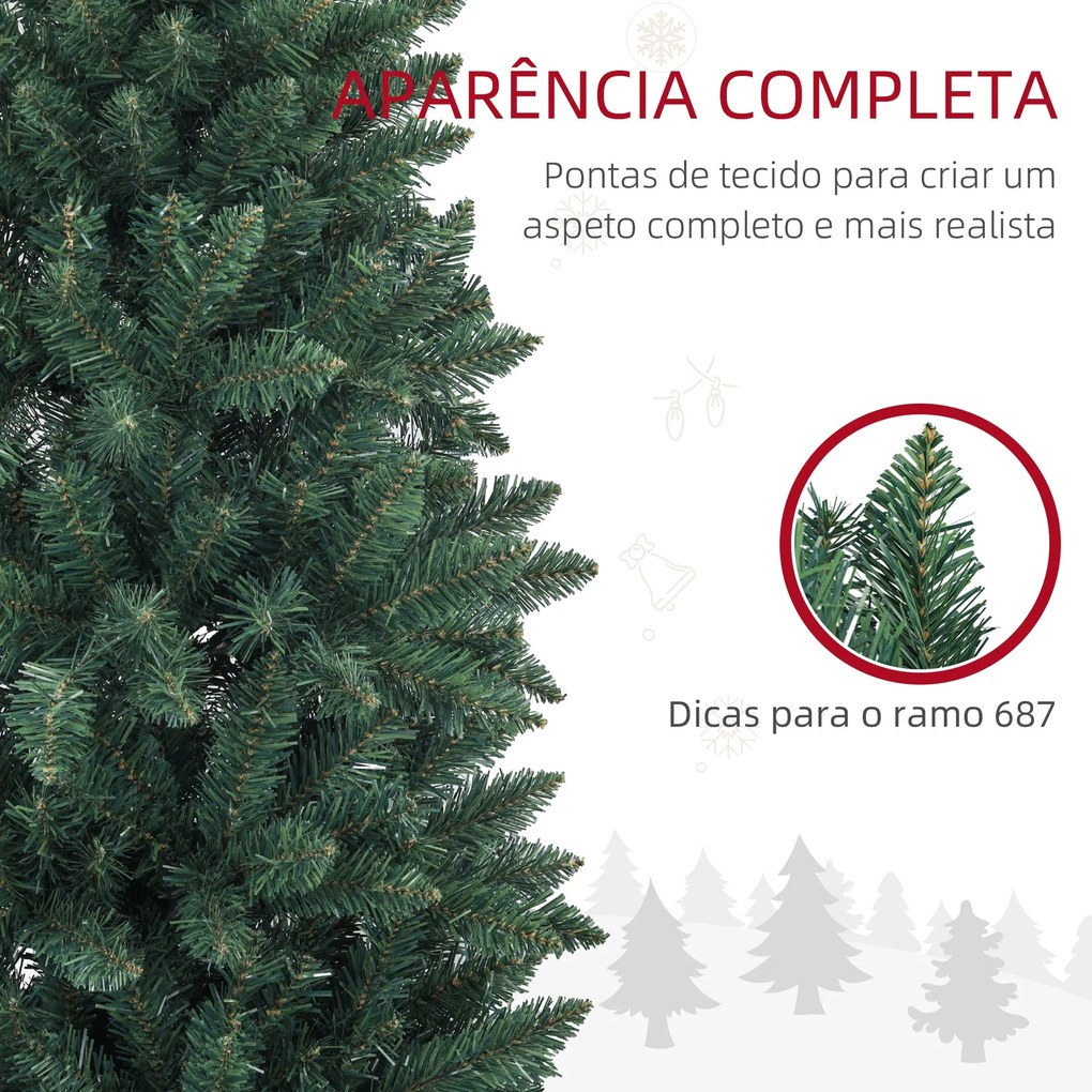 Árvore de Natal Estreita Árvore de Natal Tipo Lápis de 210 cm com Base