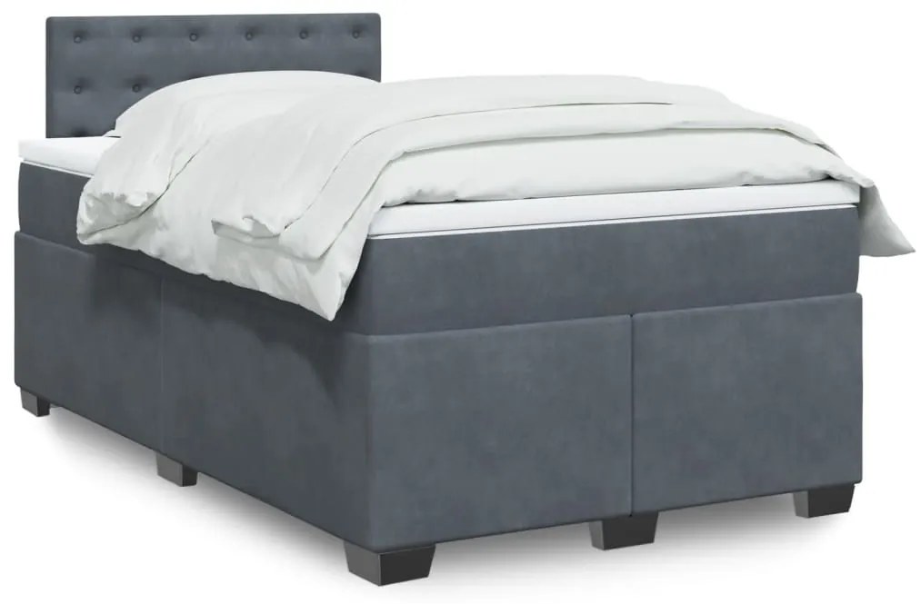 Cama boxspring com colchão 120x190 cm veludo cinzento-escuro