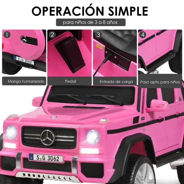 Carro elétrico Mercedes Benz Maybach para crianças de 3 a 8 anos de idade bateria 12V Jeep com controlo parental 2 portas Rosa