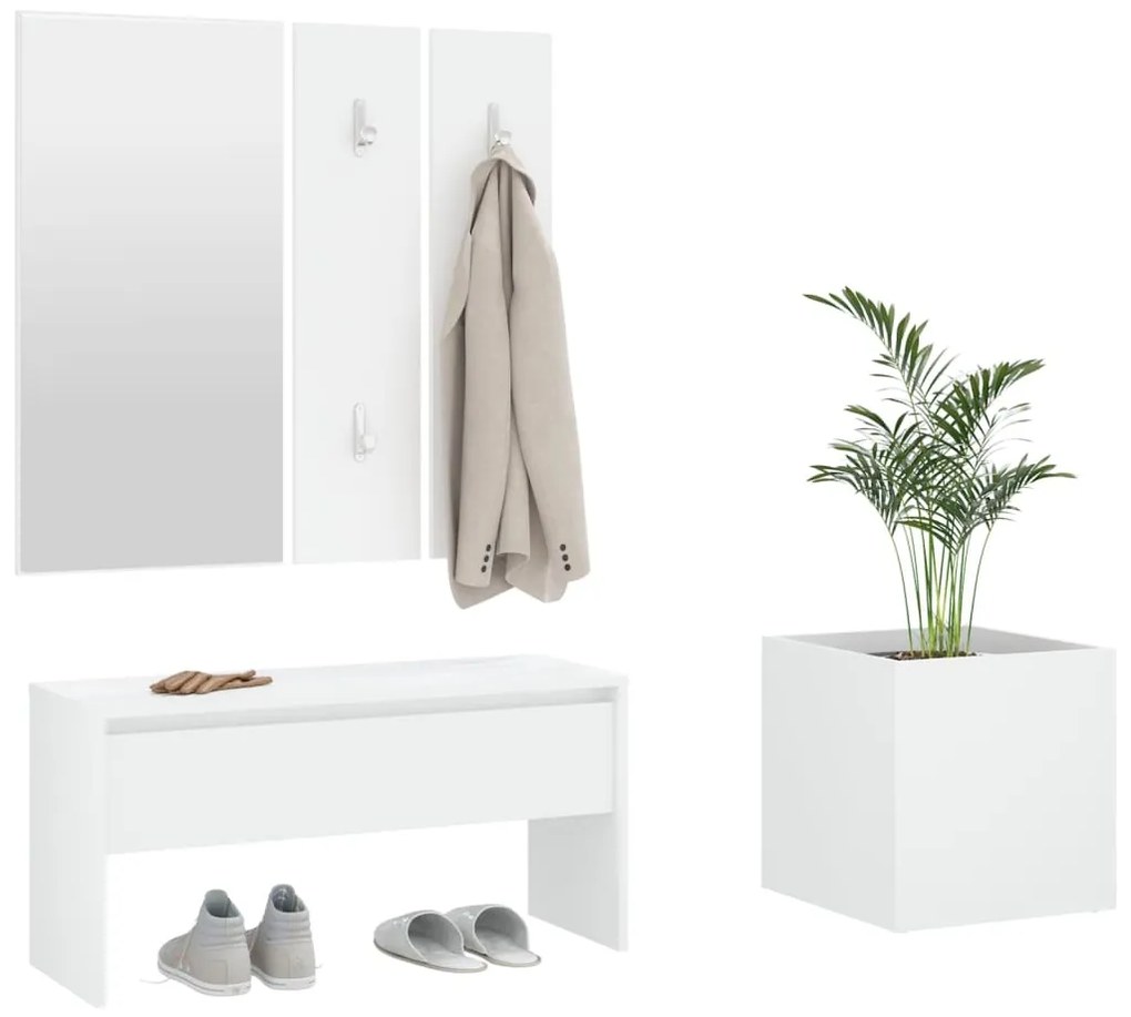 Conjunto de móveis de corredor derivados de madeira branco