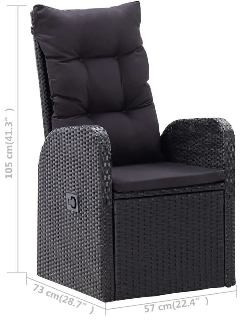 7 pcs conjunto de jantar de jardim preto