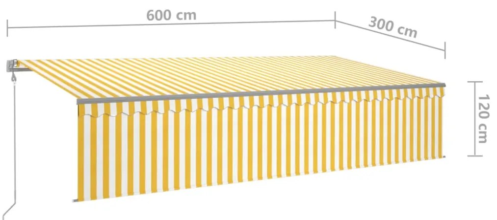 Toldo retrátil automático com estore 6x3 m amarelo e branco