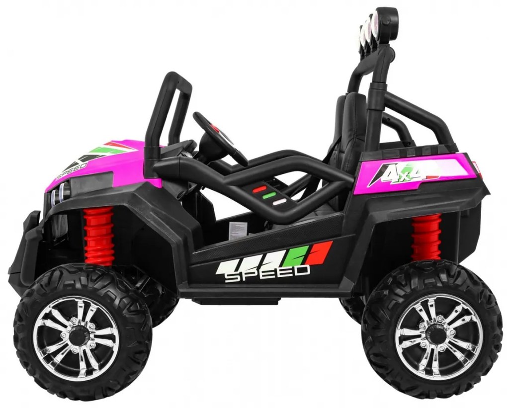 Carro elétrico para Crianças 2 Lugares Grand Buggy 4x4 LIFT 2x12V Rodas Espuma EVA, Assento couro ecológico Rosa