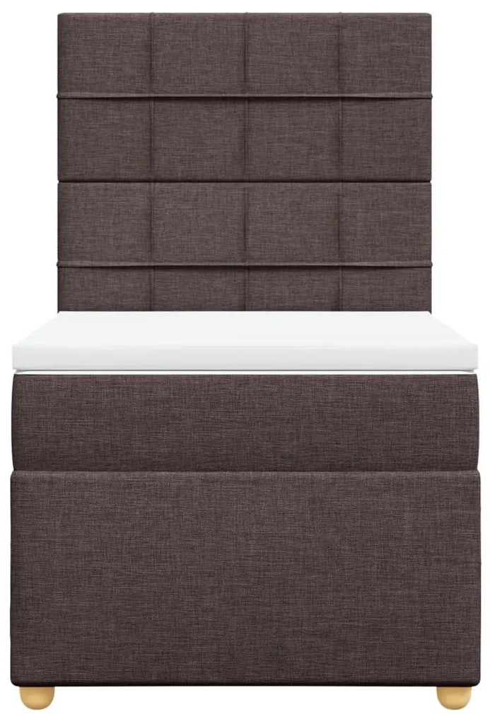Cama com molas/colchão 90x200 cm tecido castanho-escuro