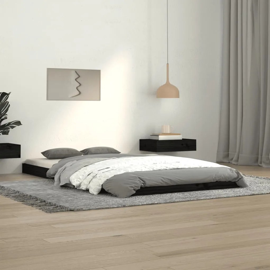 vidaXL Estrutura de cama 100x200 cm madeira de pinho maciça preto