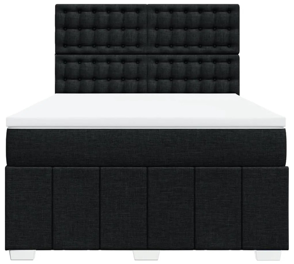 Cama com molas/colchão 160x200 cm tecido preto
