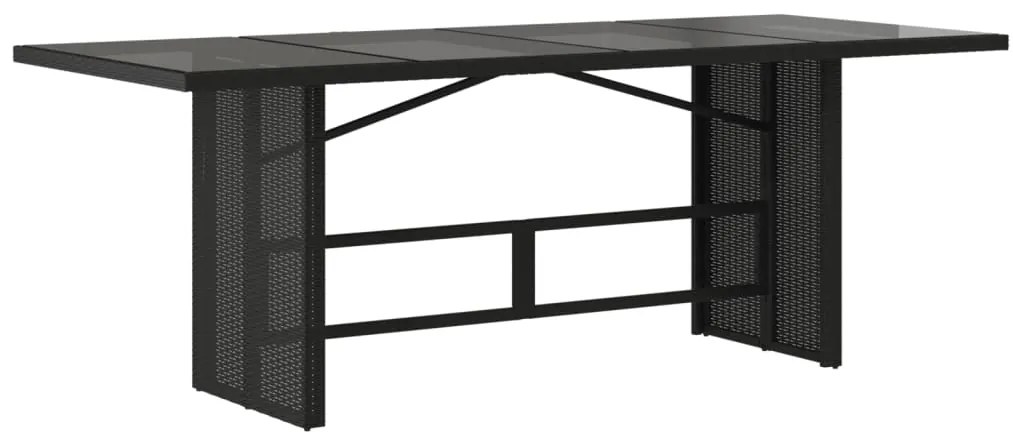Mesa de jardim com tampo de vidro 190x80x75 cm vime PE preto